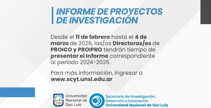 Convocatoria de Informes de Proyectos de Investigación UNSL