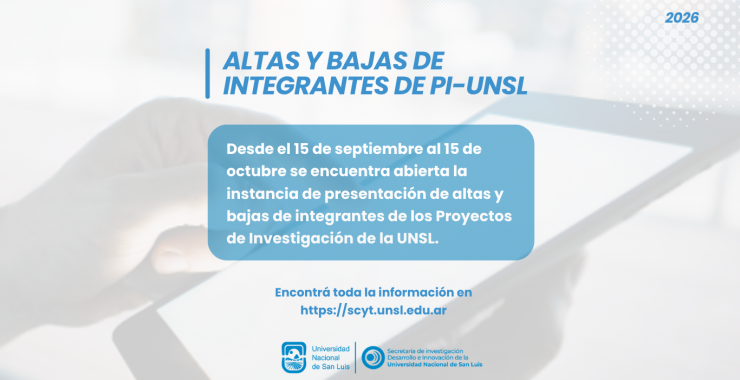 Altas y bajas de integrantes de PI-UNSL 2026
